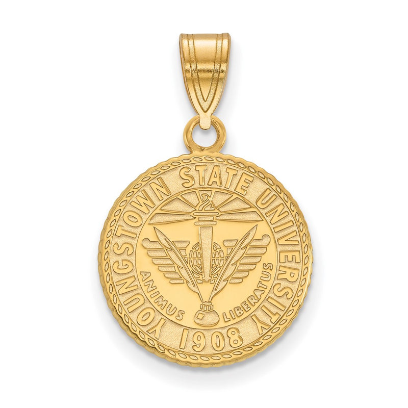 Gold Plated Sterling Silver Logoart Youngstown State University Medium Crest Pendant