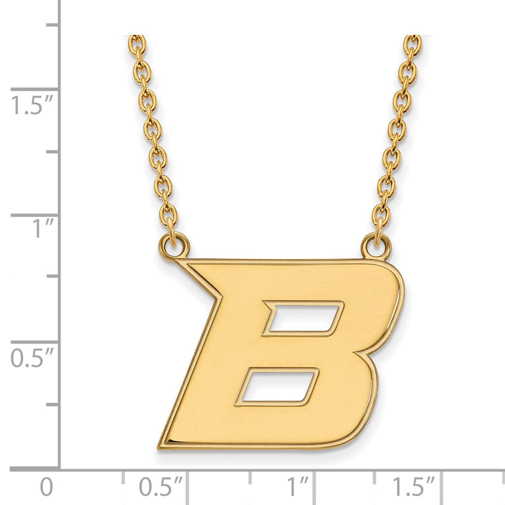 Gold Plated Sterling Silver Logoart Boise State University Letter B Large Pendant 18 Inch Necklace