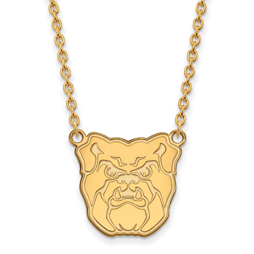 Gold Plated Sterling Silver Logoart Butler University Bulldog Large Pendant 18 Inch Necklace