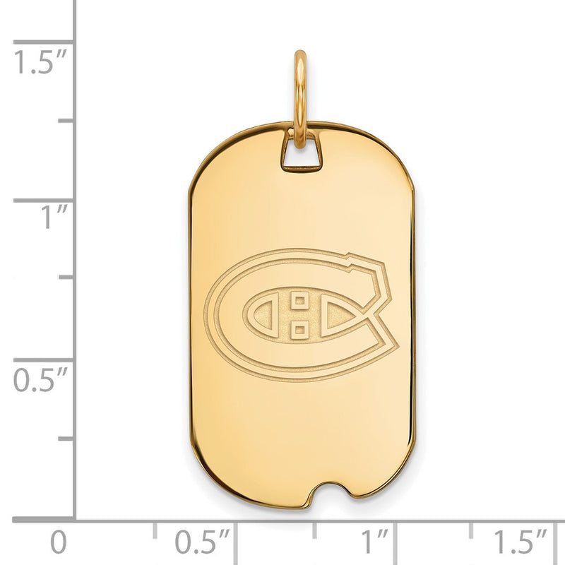 Gold Plated Sterling Silver Nhl Logoart Montreal Canadiens Small Dog Tag Pendant