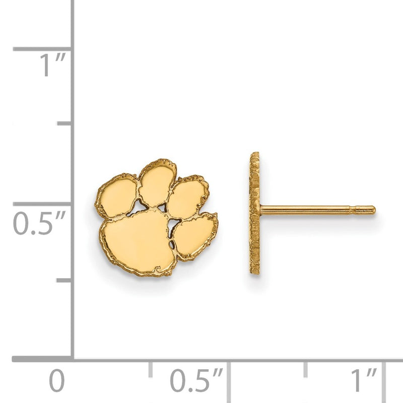 10K Yellow Gold Logoart Clemson University Tiger Paw Extra Small Post Earrings