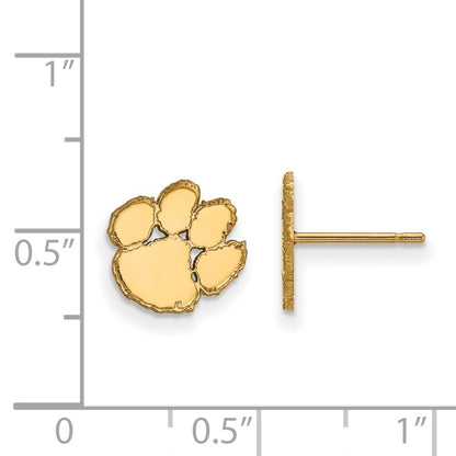 Gold Plated Sterling Silver Logoart Clemson University Tiger Paw Extra Small Post Earrings
