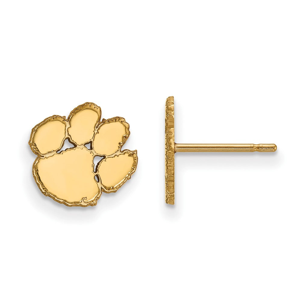 Gold Plated Sterling Silver Logoart Clemson University Tiger Paw Extra Small Post Earrings