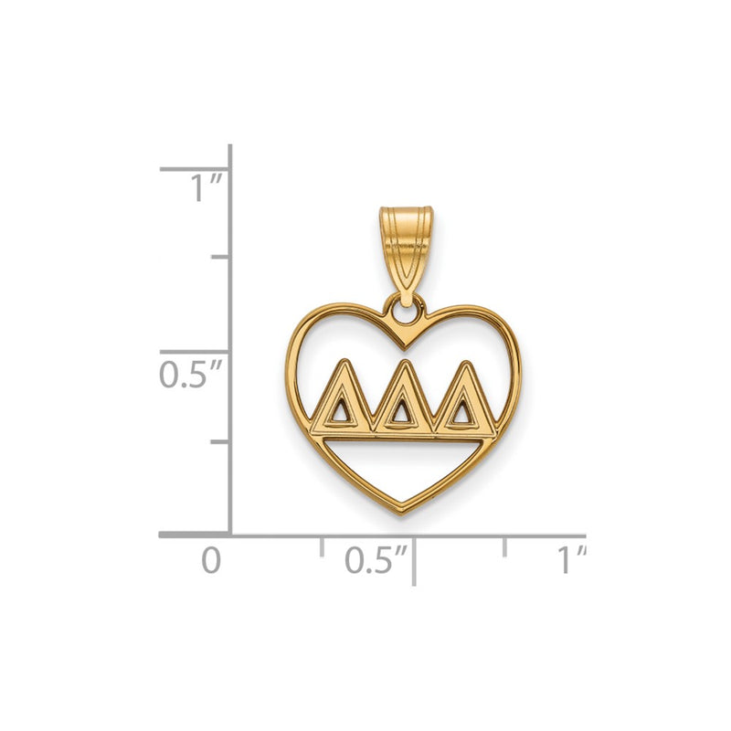 Gold Plated Sterling Silver Logoart Delta Sorority Greek Letters Heart Pendant