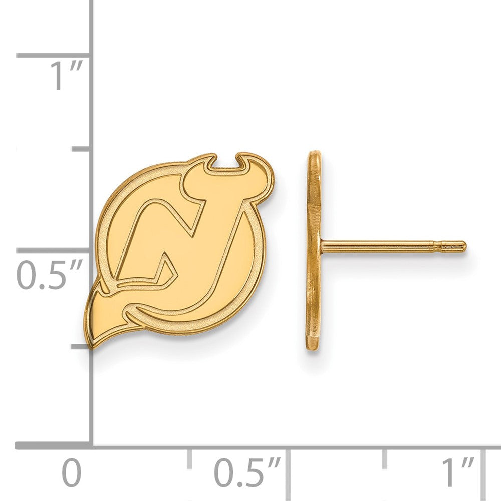 10K Yellow Gold Nhl Logoart New Jersey Devils Small Post Earrings