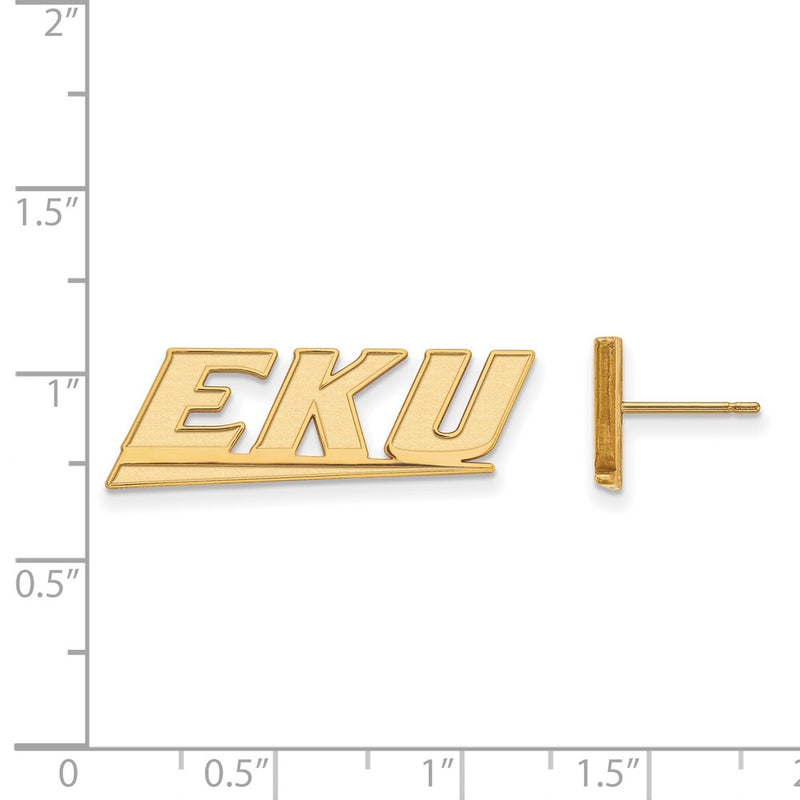 14K Yellow Gold Logoart Eastern Kentucky University E K U Small Post Earrings