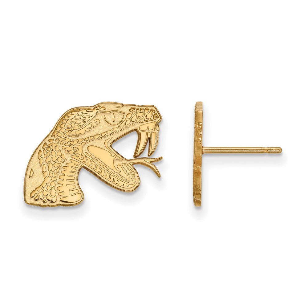 Gold Plated Sterling Silver Logoart Florida A And M University Rattler Small Post Earrings