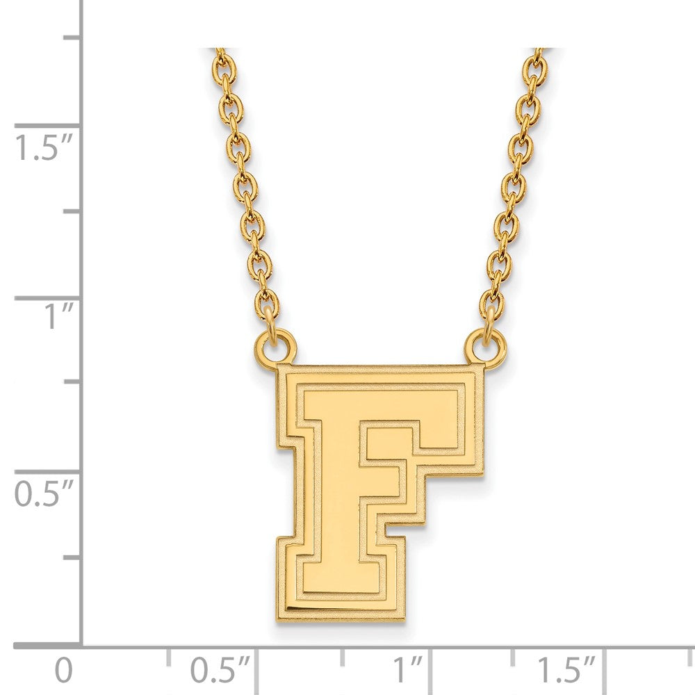 14K Yellow Gold Logoart Fordham University Letter F Large Pendant 18 Inch Necklace