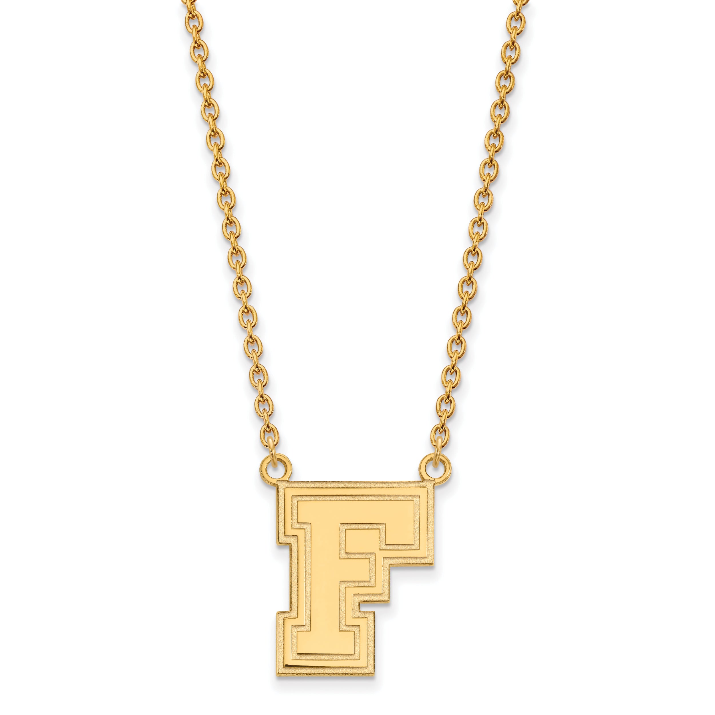 10K Yellow Gold Logoart Fordham University Letter F Large Pendant 18 Inch Necklace