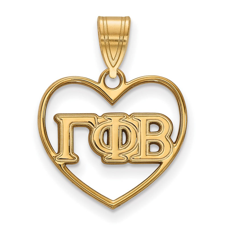 Gold Plated Sterling Silver Logoart Gamma Phi Beta Sorority Greek Letters Heart Pendant
