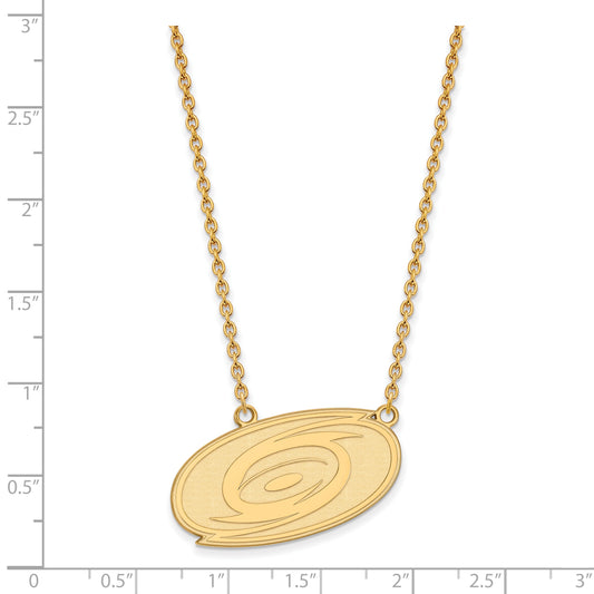 10K Yellow Gold Nhl Logoart Carolina Hurricanes Large Pendant 18 Inch Necklace