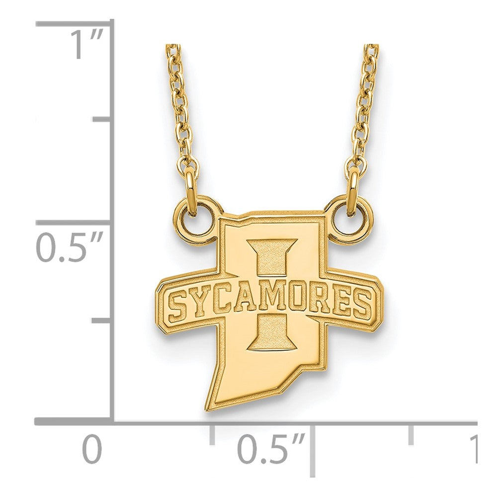 14K Yellow Gold Logoart Indiana State University Sycamores Small Pendant 18 Inch Necklace