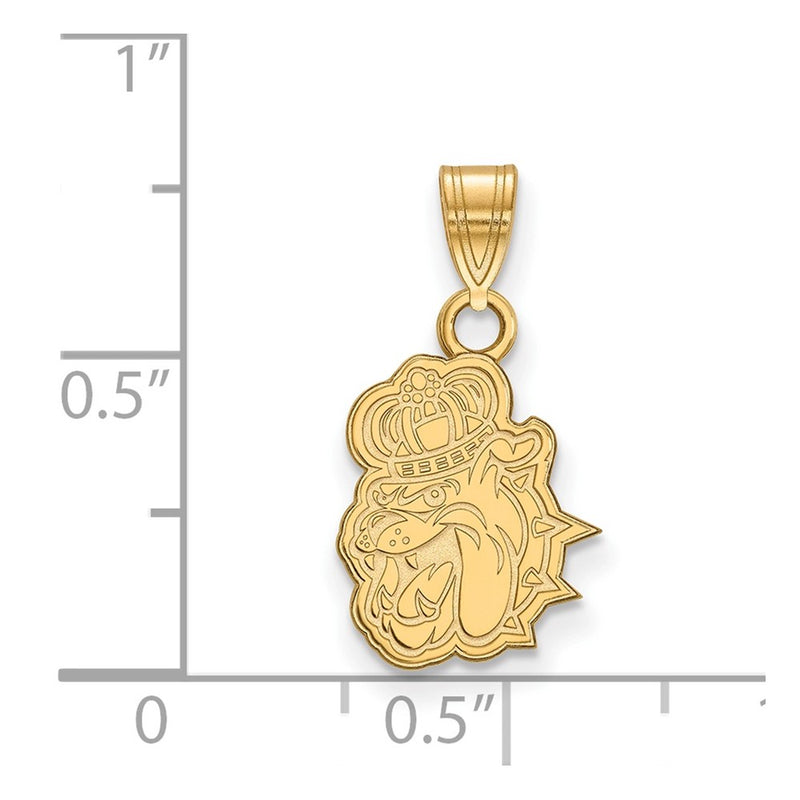 Gold Plated Sterling Silver Logoart James Madison University Duke Dog Small Pendant