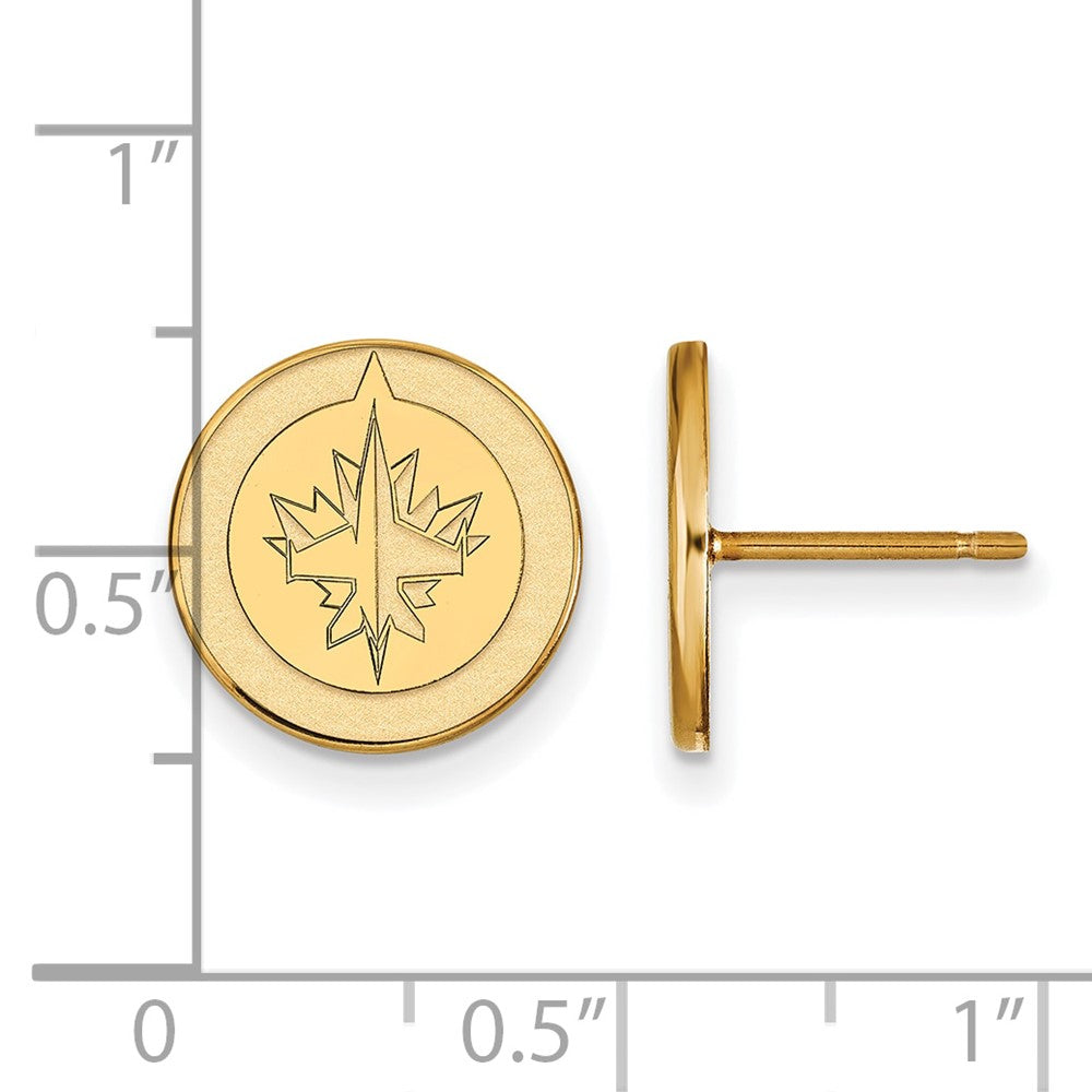 10K Yellow Gold Nhl Logoart Winnipeg Jets Small Post Earrings
