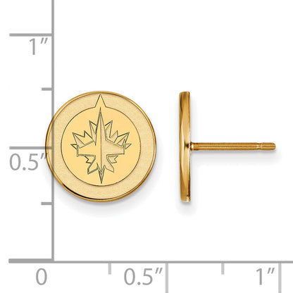 10K Yellow Gold Nhl Logoart Winnipeg Jets Small Post Earrings