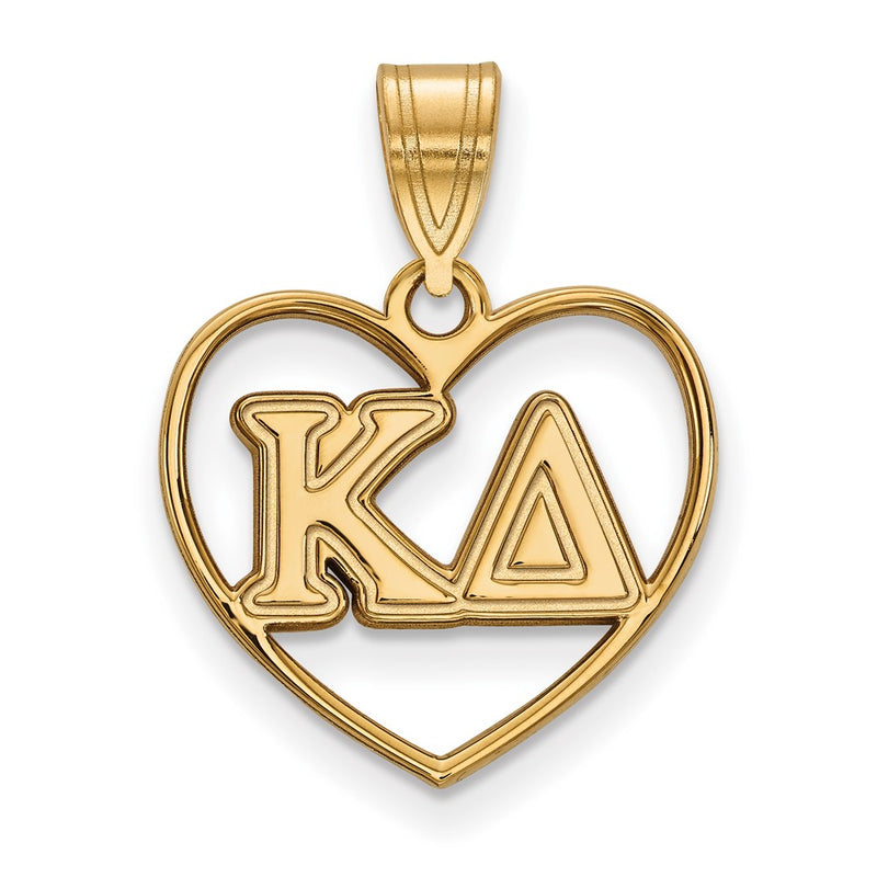 Gold Plated Sterling Silver Logoart Kappa Delta Sorority Greek Letters Heart Pendant