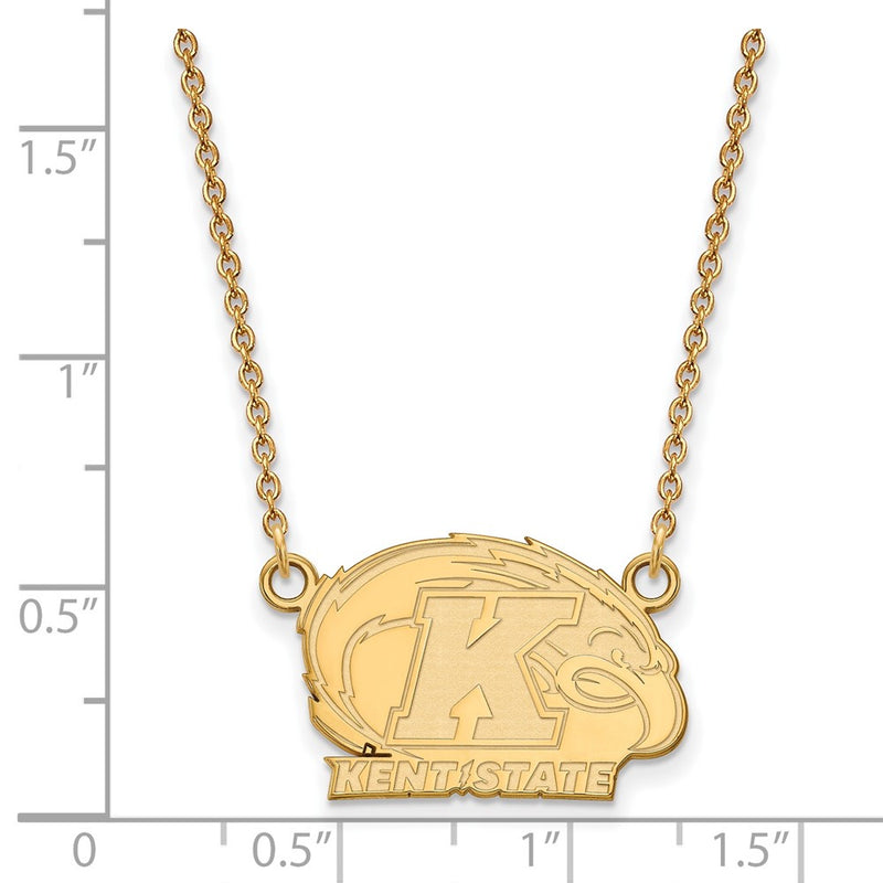 Gold Plated Sterling Silver Logoart Kent State University Small Pendant 18 Inch Necklace
