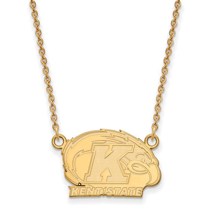 Gold Plated Sterling Silver Logoart Kent State University Small Pendant 18 Inch Necklace