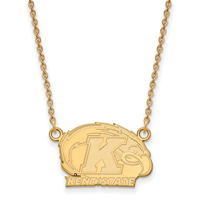 Gold Plated Sterling Silver Logoart Kent State University Small Pendant 18 Inch Necklace