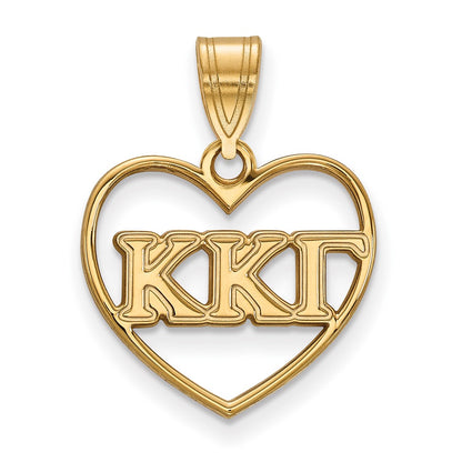 Gold Plated Sterling Silver Logoart Kappa Gamma Sorority Greek Letters Heart Pendant