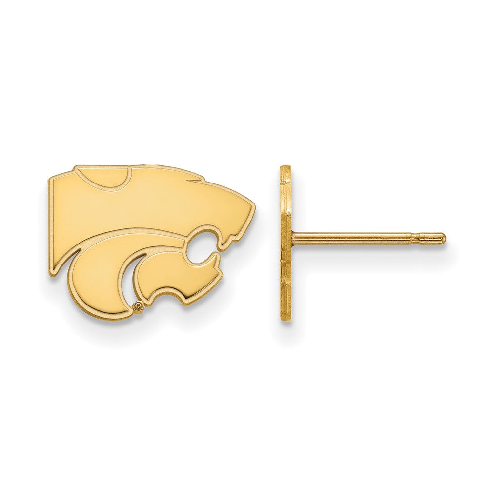 Gold Plated Sterling Silver Logoart Kansas State University Wildcat Extra Small Post Earrings