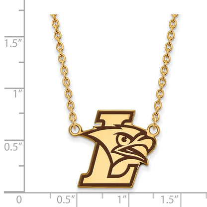 Gold Plated Sterling Silver Logoart Lehigh University Large Enameled Pendant 18 Inch Necklace