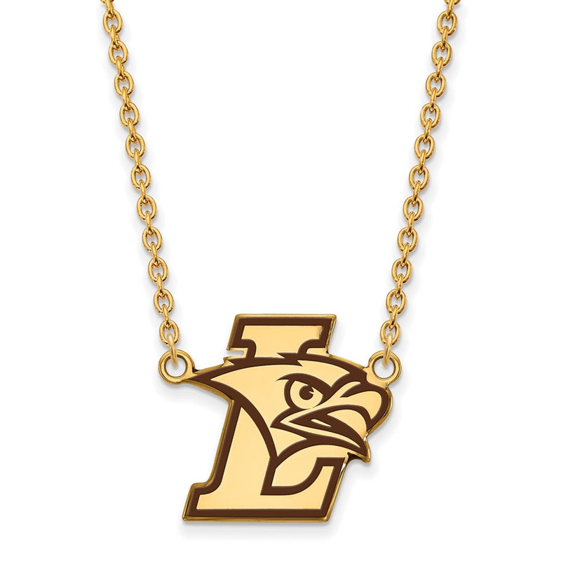 Gold Plated Sterling Silver Logoart Lehigh University Large Enameled Pendant 18 Inch Necklace