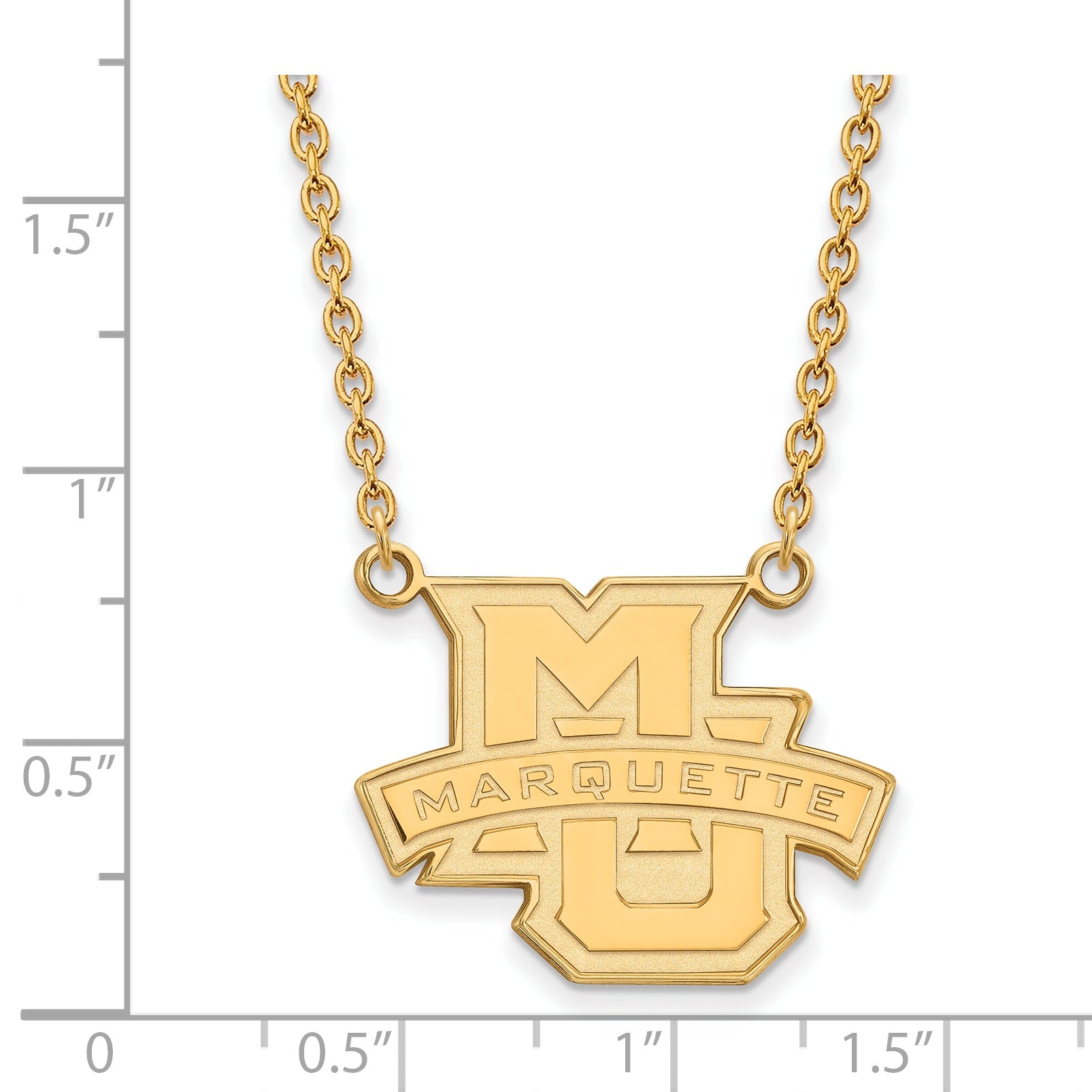 10K Yellow Gold Logoart Marquette University Large Pendant 18 Inch Necklace