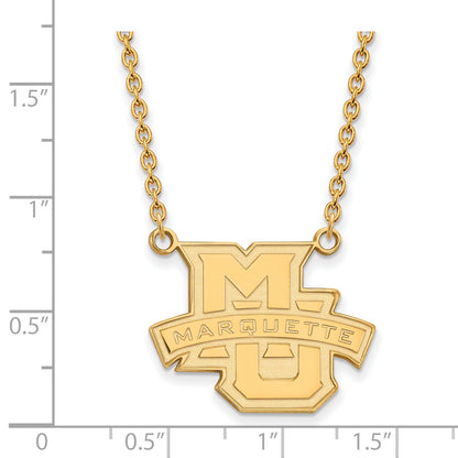10K Yellow Gold Logoart Marquette University Large Pendant 18 Inch Necklace