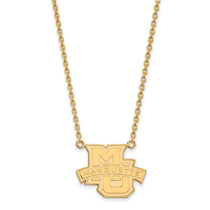 14K Yellow Gold Logoart Marquette University Large Pendant 18 Inch Necklace