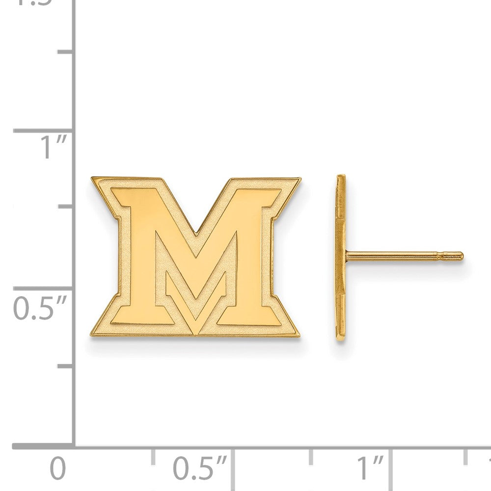 10K Yellow Gold Logoart Miami University Ohio Letter M Small Post Earrings