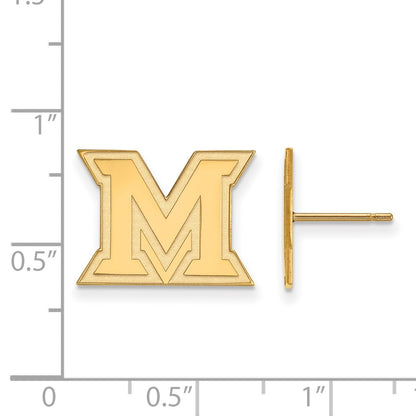 Gold Plated Sterling Silver Logoart Miami University Ohio Letter M Small Post Earrings
