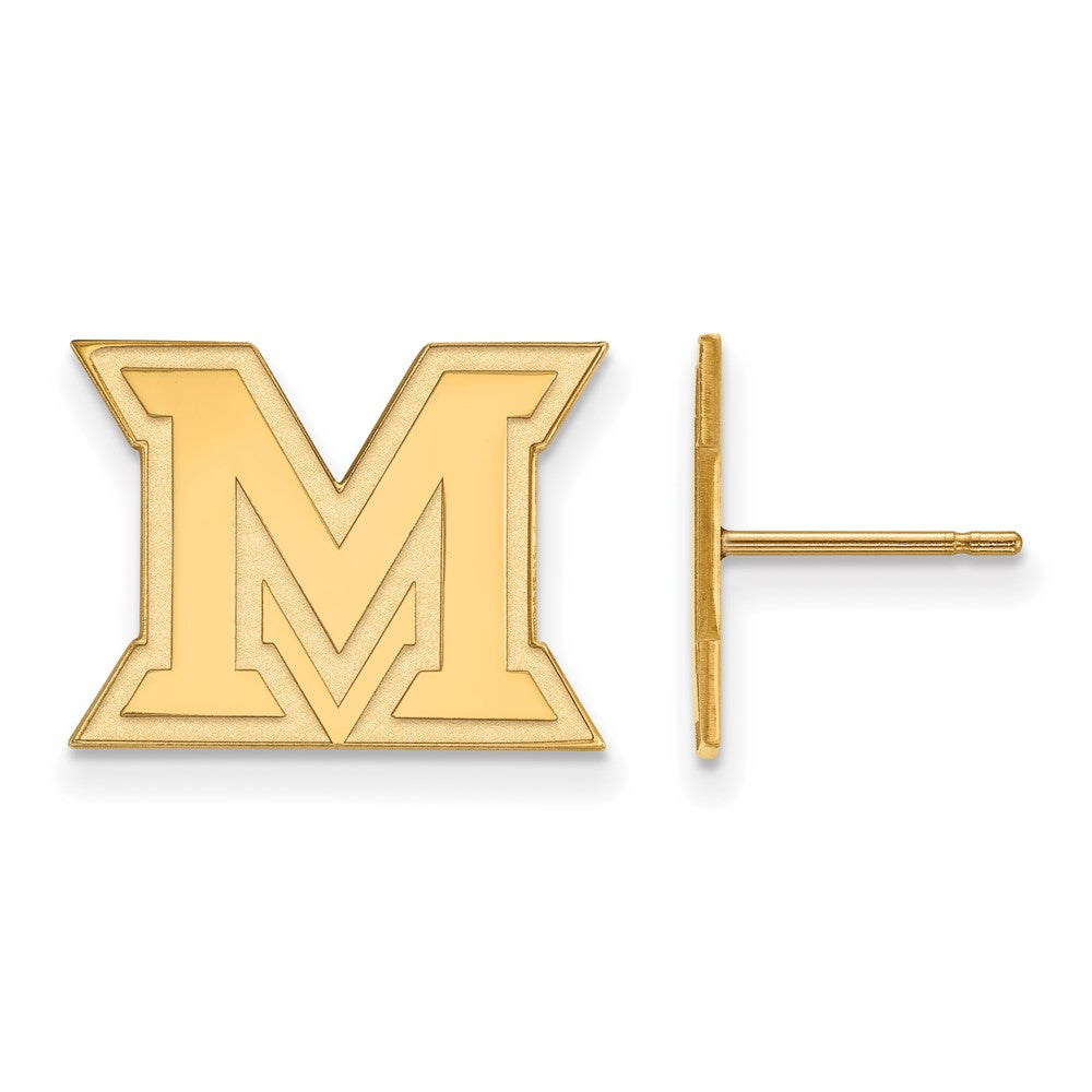 10K Yellow Gold Logoart Miami University Ohio Letter M Small Post Earrings