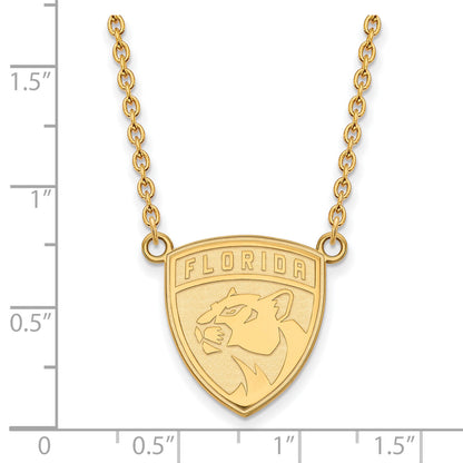 10K Yellow Gold Nhl Logoart Florida Panthers Large Pendant 18 Inch Necklace