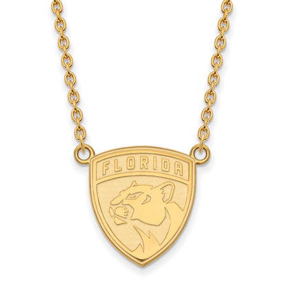 10K Yellow Gold Nhl Logoart Florida Panthers Large Pendant 18 Inch Necklace