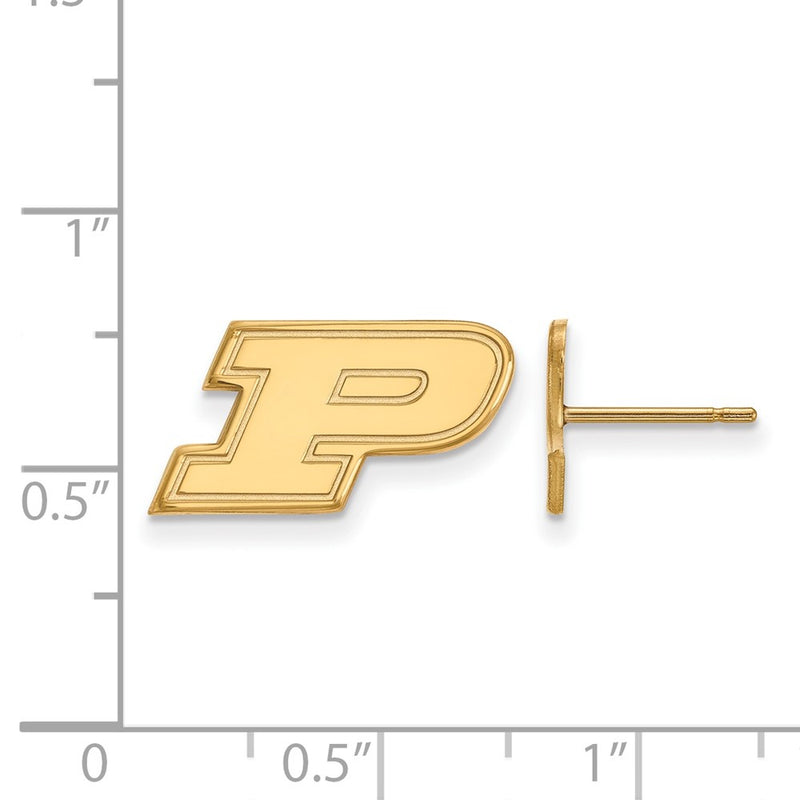 Gold Plated Sterling Silver Logoart Purdue University Letter P Extra Small Post Earrings