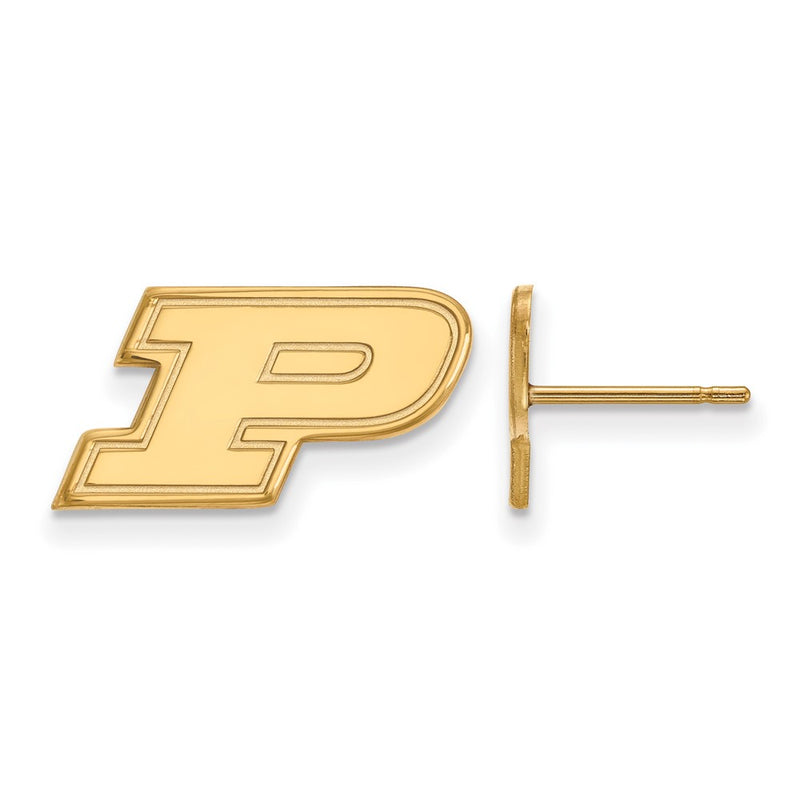 Gold Plated Sterling Silver Logoart Purdue University Letter P Extra Small Post Earrings