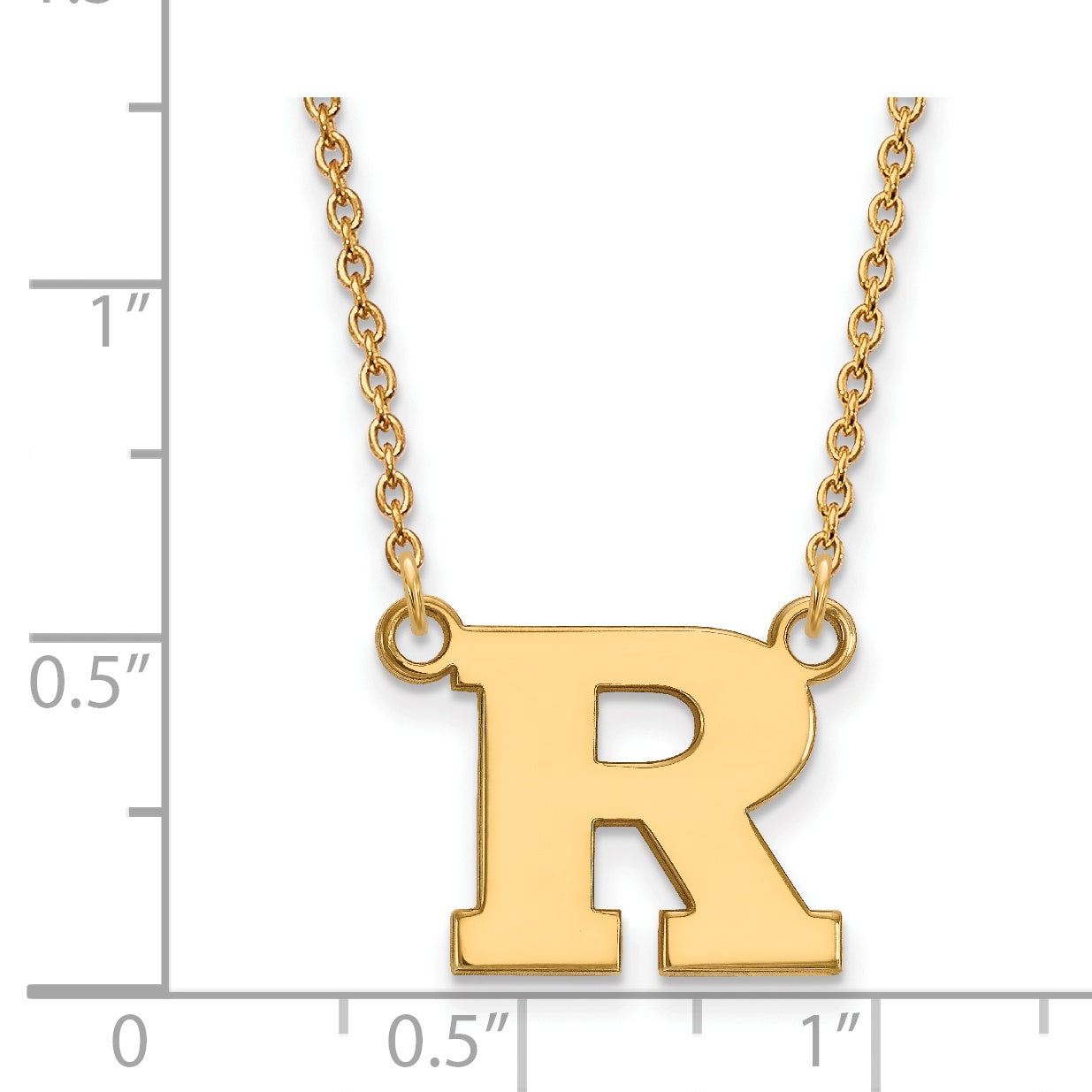 10K Yellow Gold Logoart Rutgers University Letter R Small Pendant 18 Inch Necklace