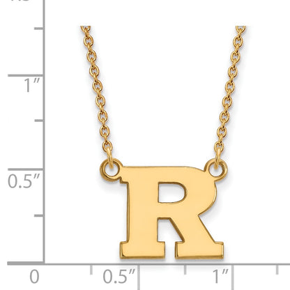 10K Yellow Gold Logoart Rutgers University Letter R Small Pendant 18 Inch Necklace