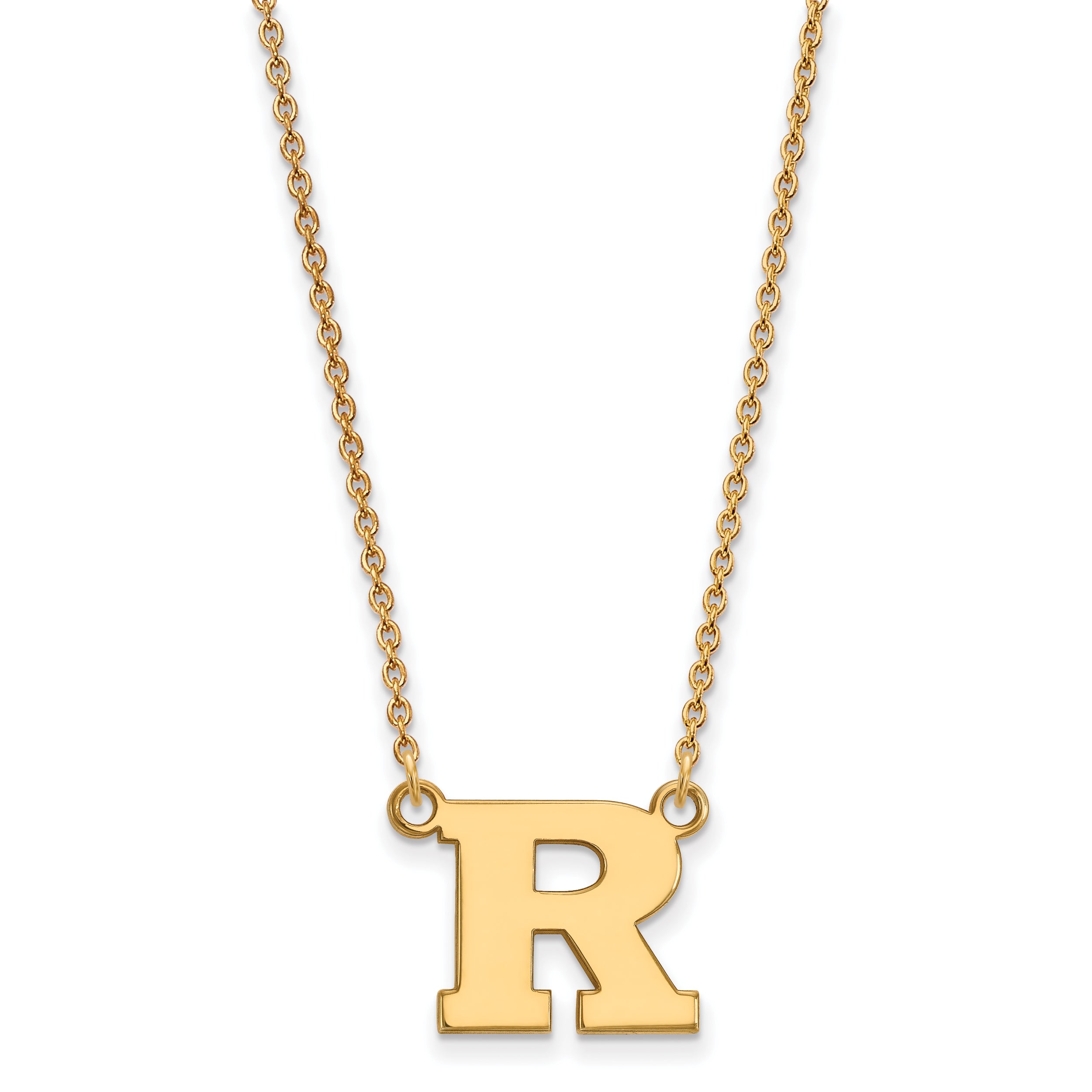 10K Yellow Gold Logoart Rutgers University Letter R Small Pendant 18 Inch Necklace