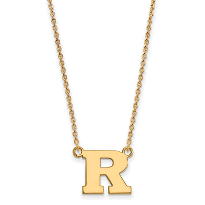 14K Yellow Gold Logoart Rutgers University Letter R Small Pendant 18 Inch Necklace