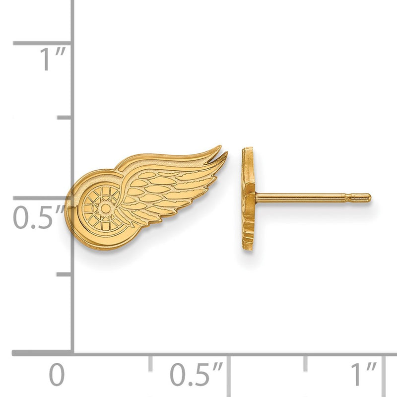 14K Yellow Gold Nhl Logoart Detroit Red Wings Extra Small Post Earrings