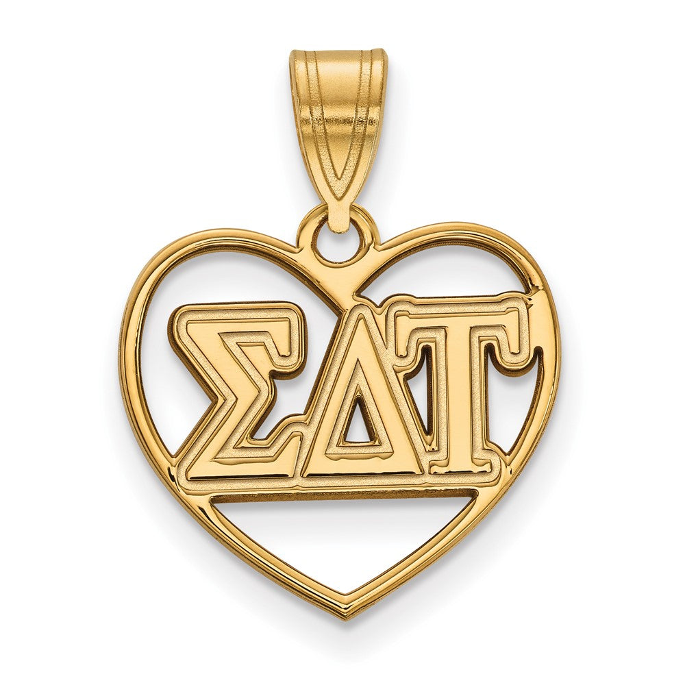 Gold Plated Sterling Silver Logoart Sigma Delta Tau Sorority Greek Letters Heart Pendant