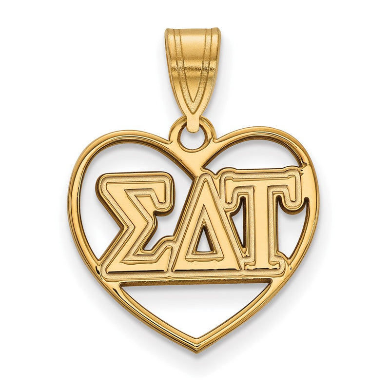 Gold Plated Sterling Silver Logoart Sigma Delta Tau Sorority Greek Letters Heart Pendant
