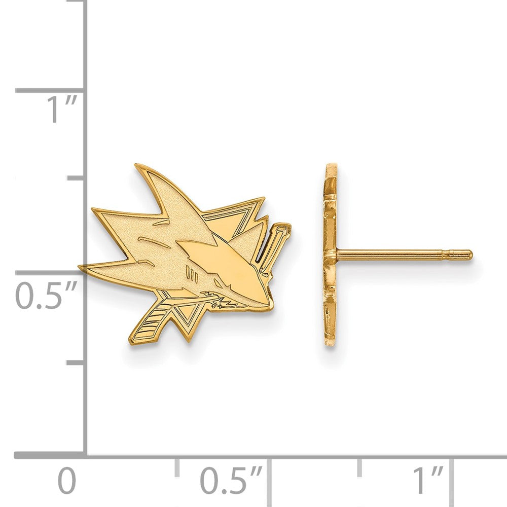14K Yellow Gold Nhl Logoart San Jose Sharks Small Post Earrings