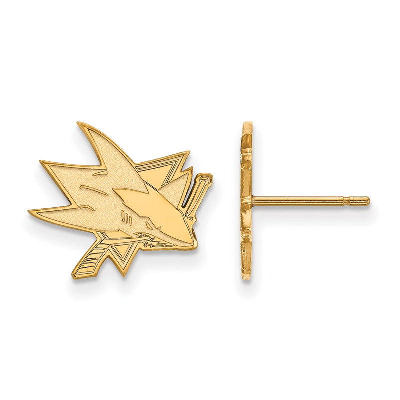 14K Yellow Gold Nhl Logoart San Jose Sharks Small Post Earrings