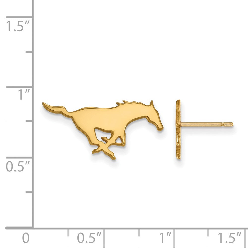 10K Yellow Gold Logoart Southern Methodist University Mustang Small Post Earrings