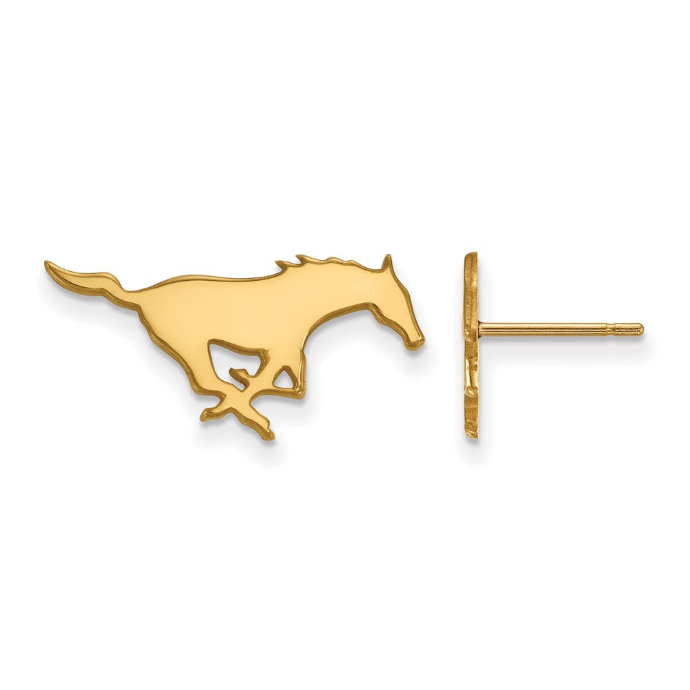 Gold Plated Sterling Silver Logoart Southern Methodist University Mustang Small Post Earrings
