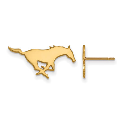 Gold Plated Sterling Silver Logoart Southern Methodist University Mustang Small Post Earrings