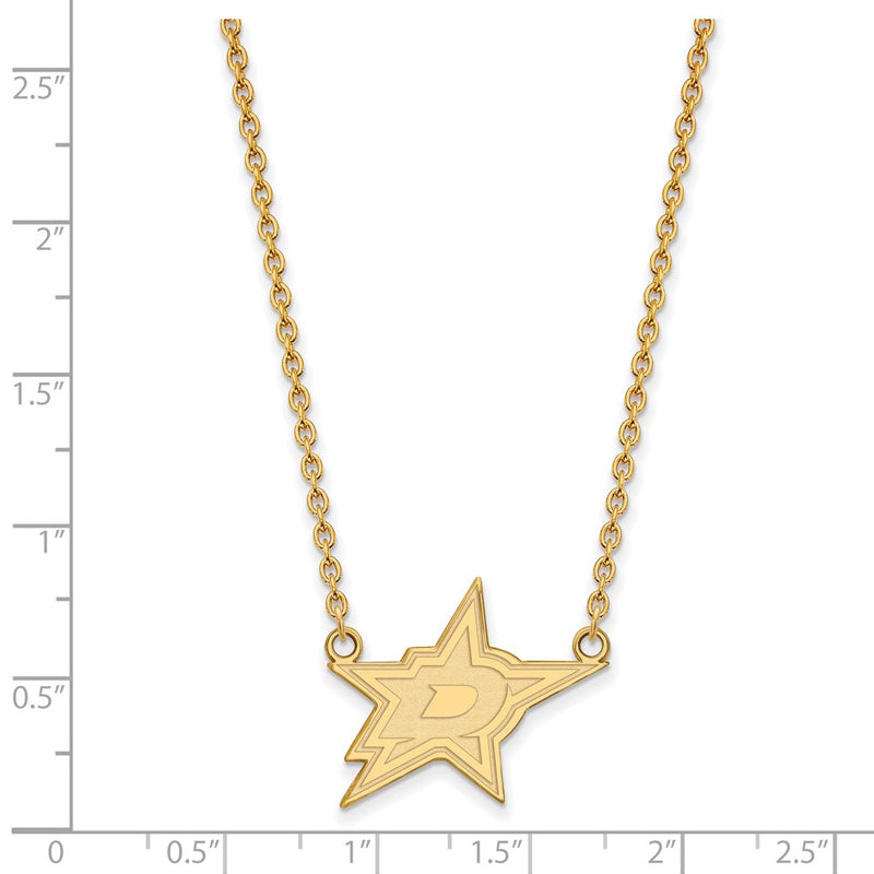 14K Yellow Gold Nhl Logoart Dallas Stars Large Pendant 18 Inch Necklace